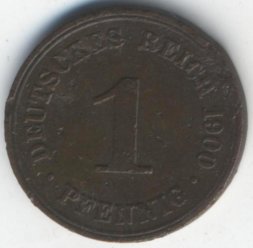 Германия 1 пфенниг 1900 год (A)