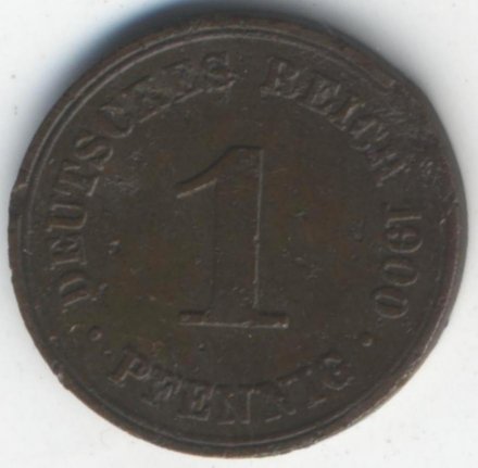 Германия 1 пфенниг 1900 год (A)