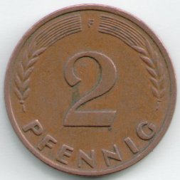 ФРГ 2 пфеннига 1970 год (F)