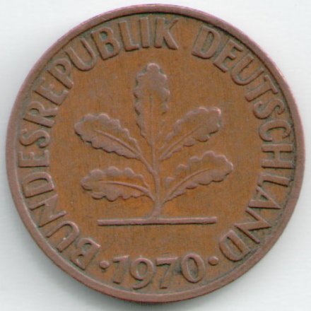 ФРГ 2 пфеннига 1970 год (F)