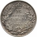 Канада 25 центов 1916 год