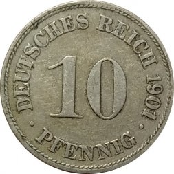 Германия 10 пфеннигов 1901 год (D)