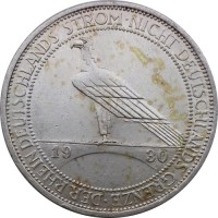 Монета Веймарская республика 3 рейхсмарки 1930 год (А) - Освобождение Рейнской области (Рейнланда)
