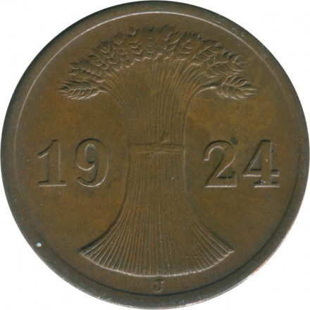 Веймарская республика 2 рейхспфеннига 1924 год (J)