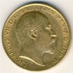 Великобритания 1/2 соверена 1906 год