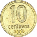 Аргентина 10 сентаво 2006 год  (гладкий гурт, магнетик)