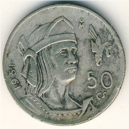 Мексика 50 сентаво 1951 год