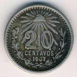Мексика 20 сентаво 1907 год