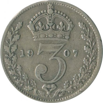 Великобритания 3 пенса 1907 год