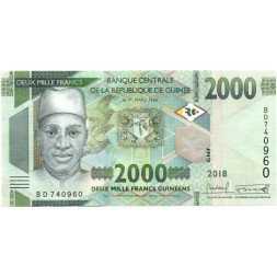 Гвинея 2000 франков 2018 год - UNC
