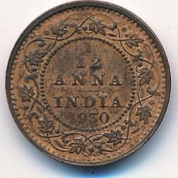 Британская Индия 1/12 анны 1930 год