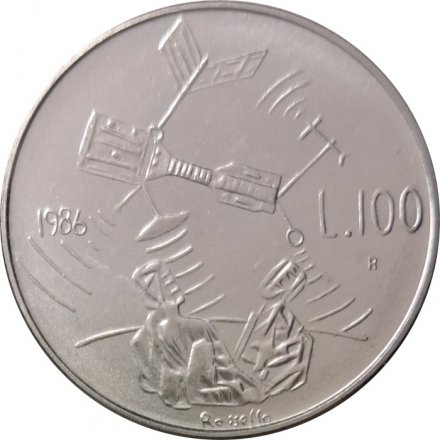 Сан-Марино 100 лир 1986 год - Эволюция технологий. Космический корабль