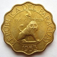 Монета Парагвай 50 сентимо 1953 год - Лев