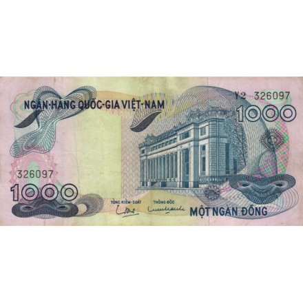 Вьетнам (Южный) 1000 донгов 1971 год - Здание Национального банка в Сайгоне - VF