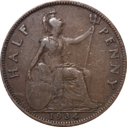Великобритания 1/2 пенни 1934 год - Король Георг V