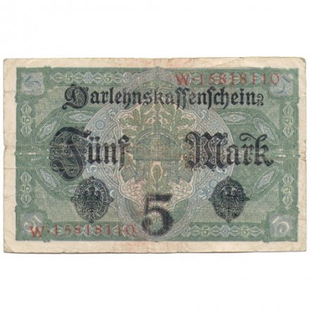 Германия 5 марок 1917 год - F