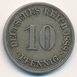 Германия 10 пфеннигов 1888 год (D)