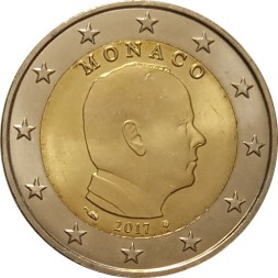 Монако 2 евро 2017 год - Князь Монако Альбер II
