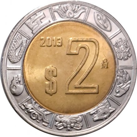 Мексика 2 песо 2013 год - Хохлатый сокол UNC