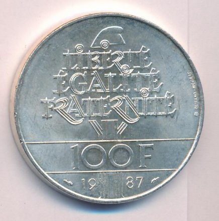 Франция 100 франков 1987 год - 230 лет со дня рождения Жильбера Ла Файета