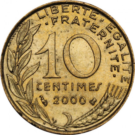 Франция 10 сантимов 2000 год - Марианна