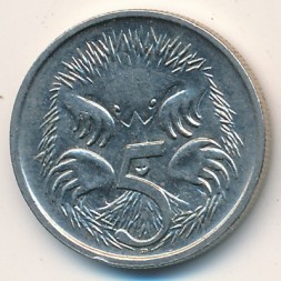 Монета Австралия 5 центов 1993 год - Ехидна