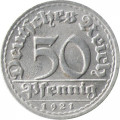 Веймарская республика 50 пфеннигов 1921 год (D)