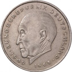 ФРГ 2 марки 1973 год (J) - Конрад Аденауэр, 20 лет Федеративной Республике (1949-1969)