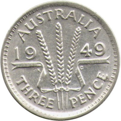 Австралия 3 пенса 1949 год - Король Георг VI