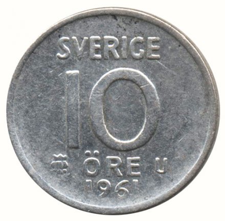 Швеция 10 эре 1961 год - Король Густав VI Адольф (U)