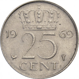 Нидерланды 25 центов 1969 год (петух)