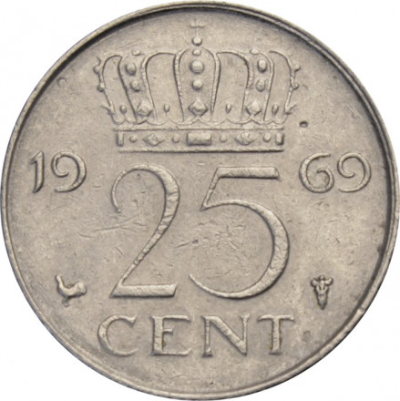 Нидерланды 25 центов 1969 год (петух)