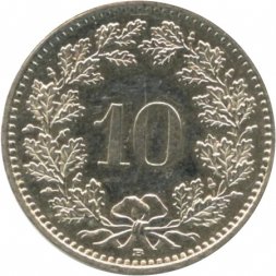 Швейцария 10 раппенов 1989 год