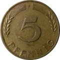 ФРГ 5 пфеннигов 1966 год - F