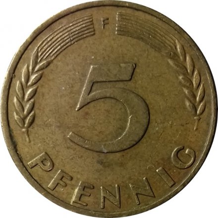 ФРГ 5 пфеннигов 1966 год - F