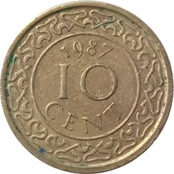 Суринам 10 центов 1987 год