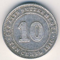 Стрейтс-Сетлментс 10 центов 1910 год
