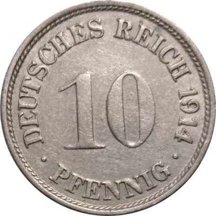 Германия 10 пфеннигов 1914 год (F)