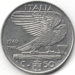 Италия 50 чентезимо 1940 год (магнетик)