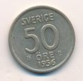 Швеция 50 эре 1956 год - Король Густав VI Адольф