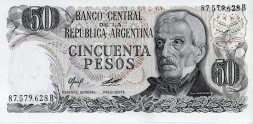 Аргентина 50 песо 1977 год - Хосе де Сан-Мартин. Горячие источники в Жужуй