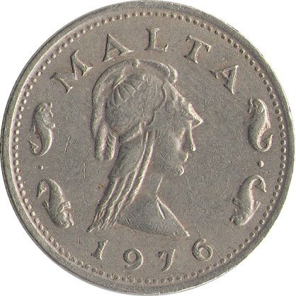 Мальта 2 цента 1976 год (без отметки монетного двора)