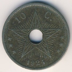 Бельгийское Конго 10 сентим 1924 год