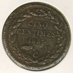 Монако 5 сантимов 1837 год
