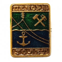 Значок Печора 30 лет. Коми. Герб. Серия "Квадраты-1 современные"