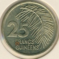 Монета Гвинея 25 франков 1987 год