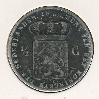 Нидерланды 1/2 гульдена 1858 год