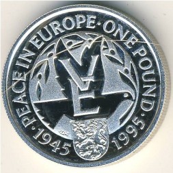 Монета Олдерни 1 фунт 1995 год