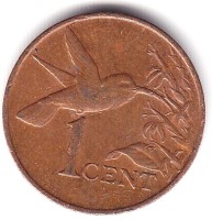 Монета Тринидад и Тобаго 1 цент 1978 год - Колибри