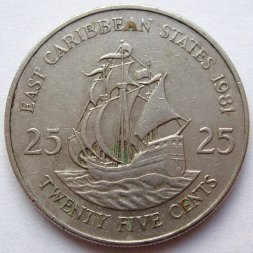 Восточные Карибы 25 центов 1981 год